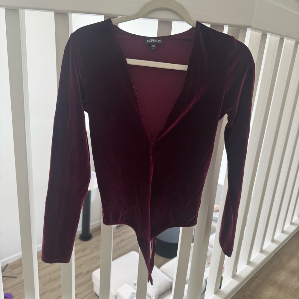 Express Women's Deep Red Velvet Blouse
